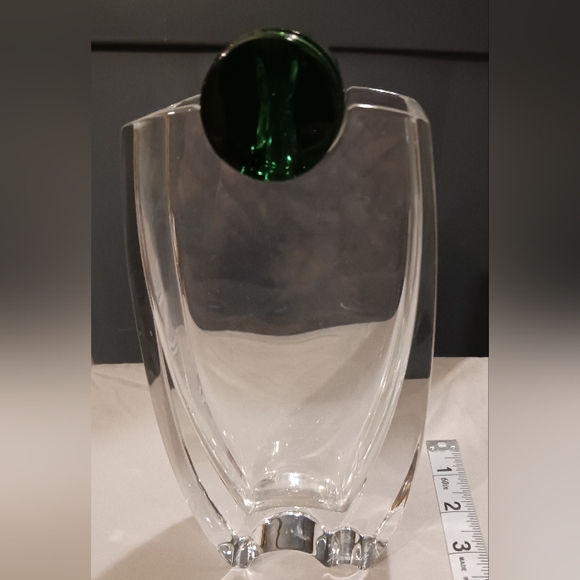 Baccarat Clear and Dark Green Glass Vase - Picture 5 of 16